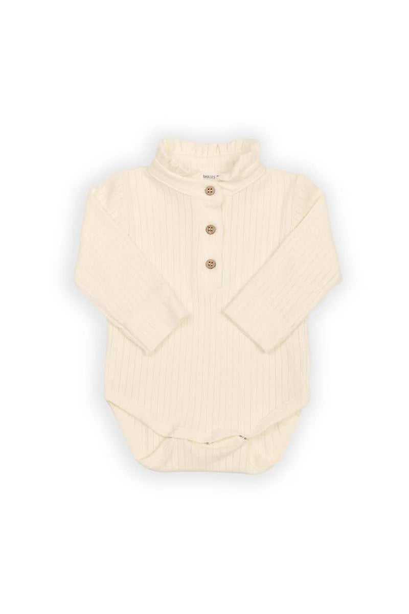Body a polo con colletto volant - WARM WHITE