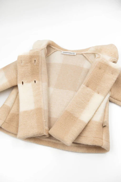 Checkered mantel van wol - MOCHA SAND