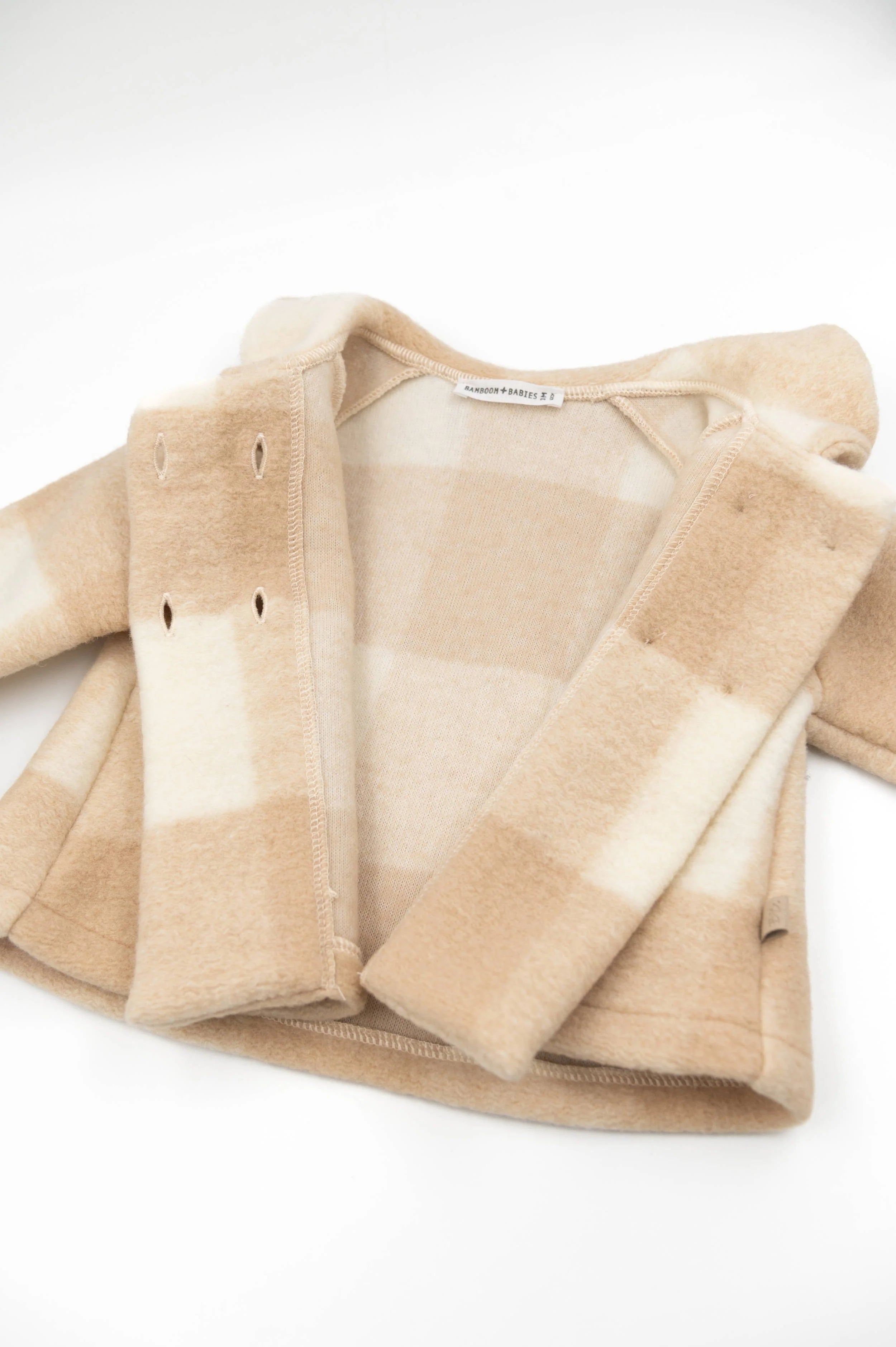 Checkered mantel van wol - MOCHA SAND