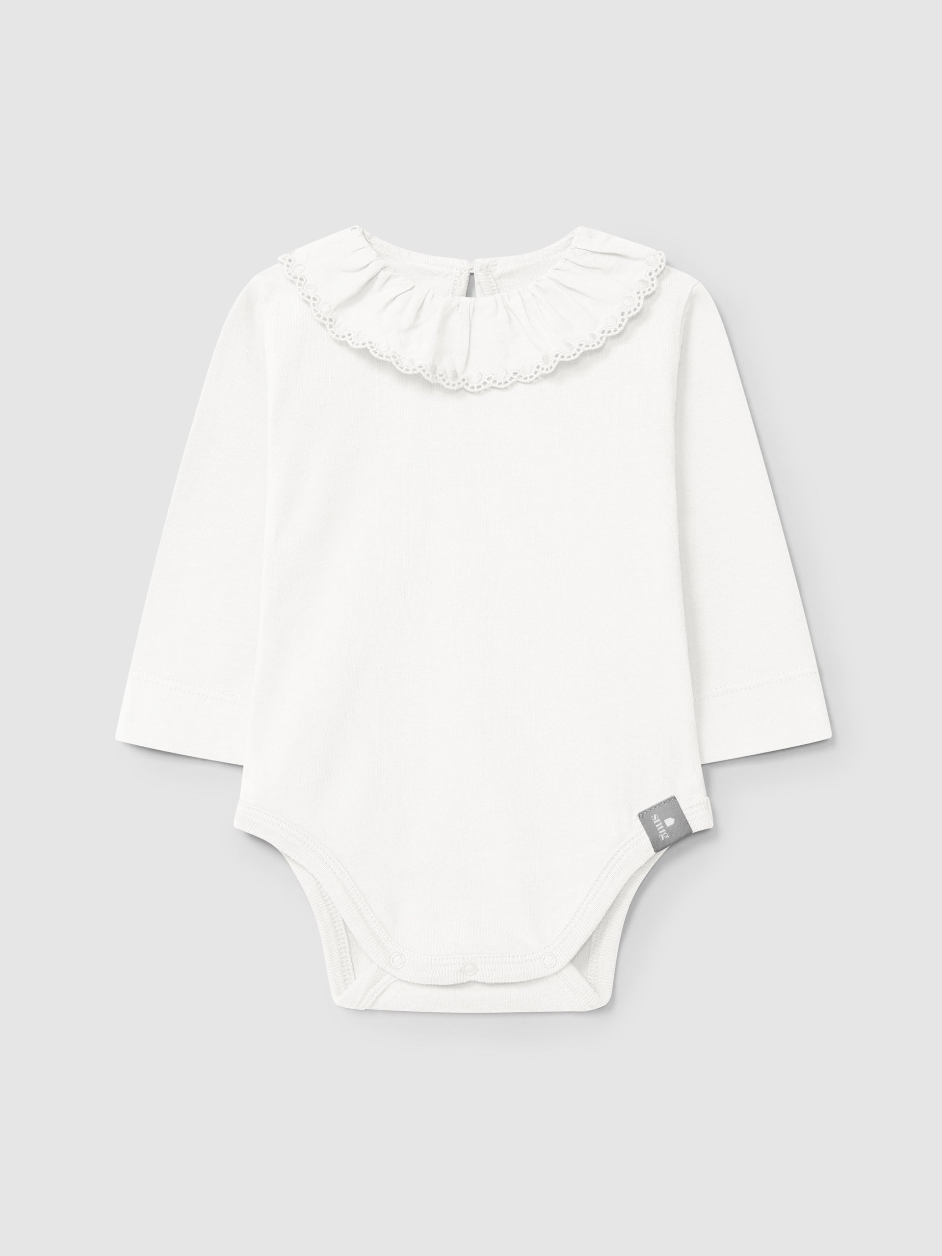 SNUG - Body van biologisch katoen met geplooide geborduurde kraag