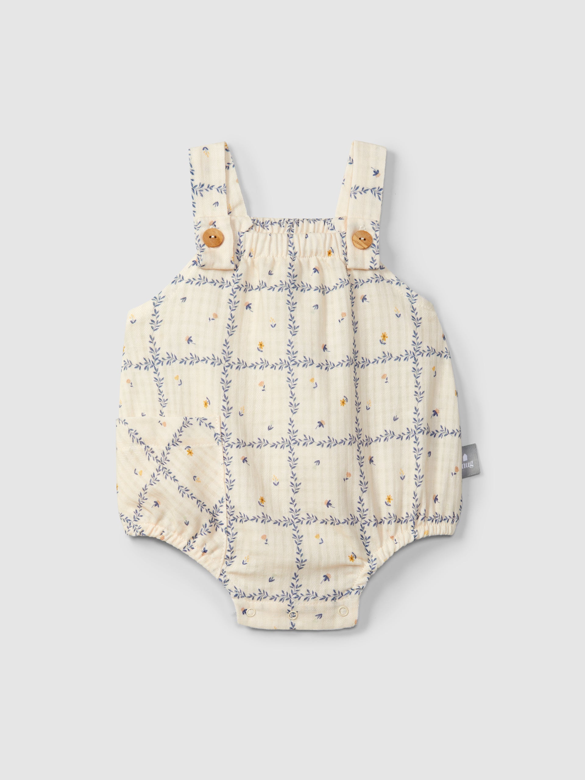 Salopette shortie met bloemenprint indigo