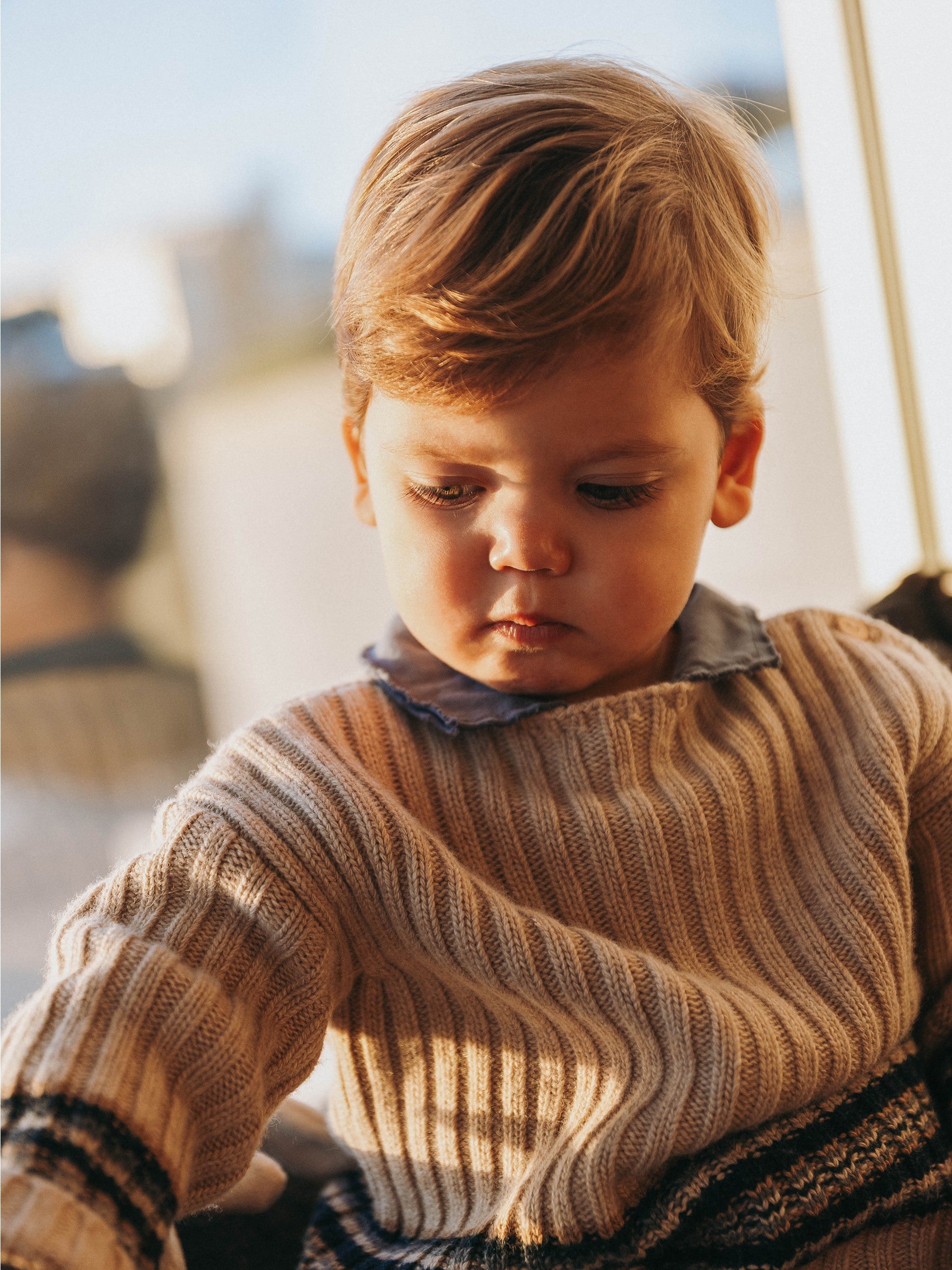 Knitted sweater - blauw