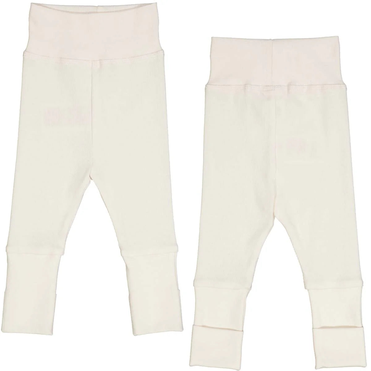 RIB pants with foldable feet -Cream