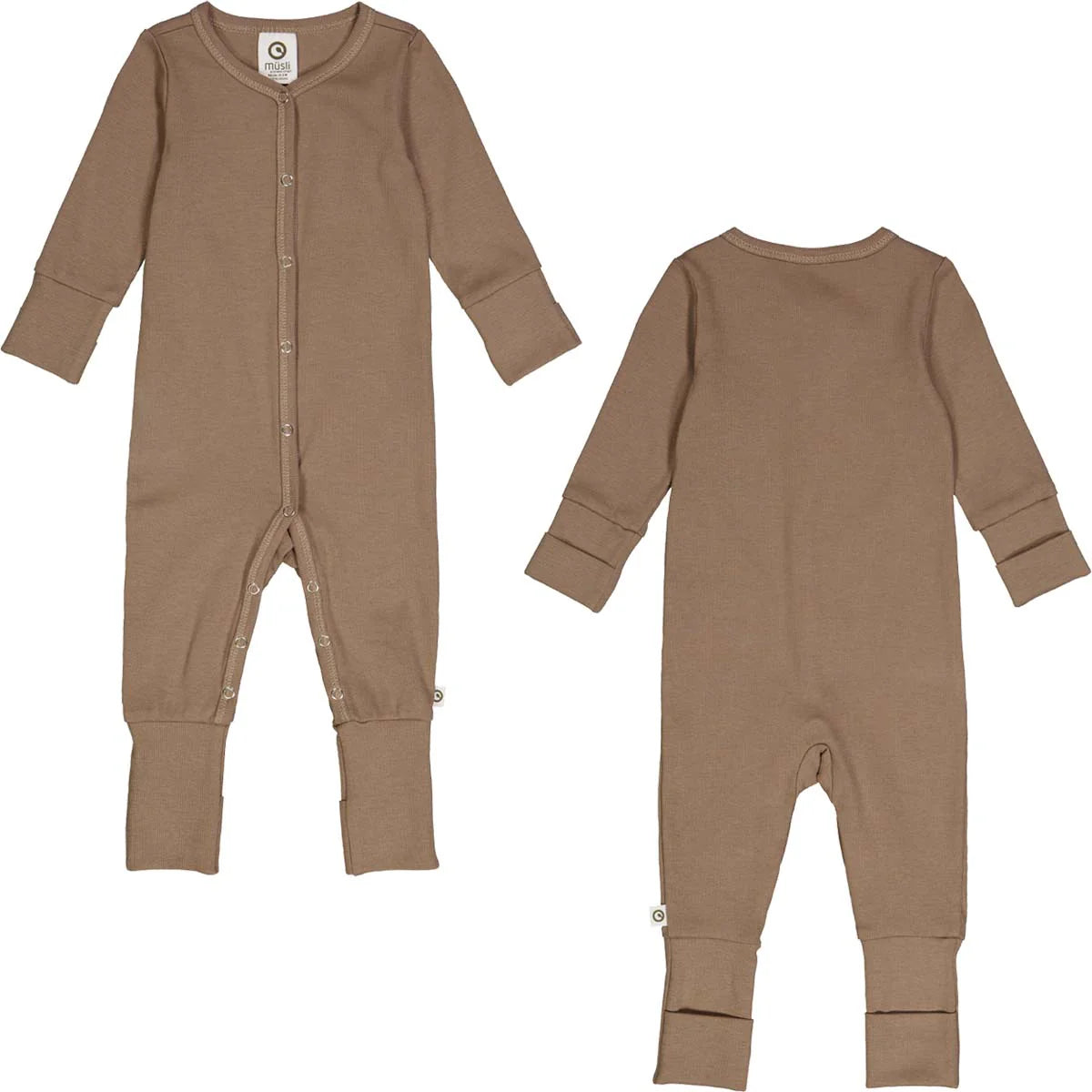 RIB bodysuit with feet - Walnut