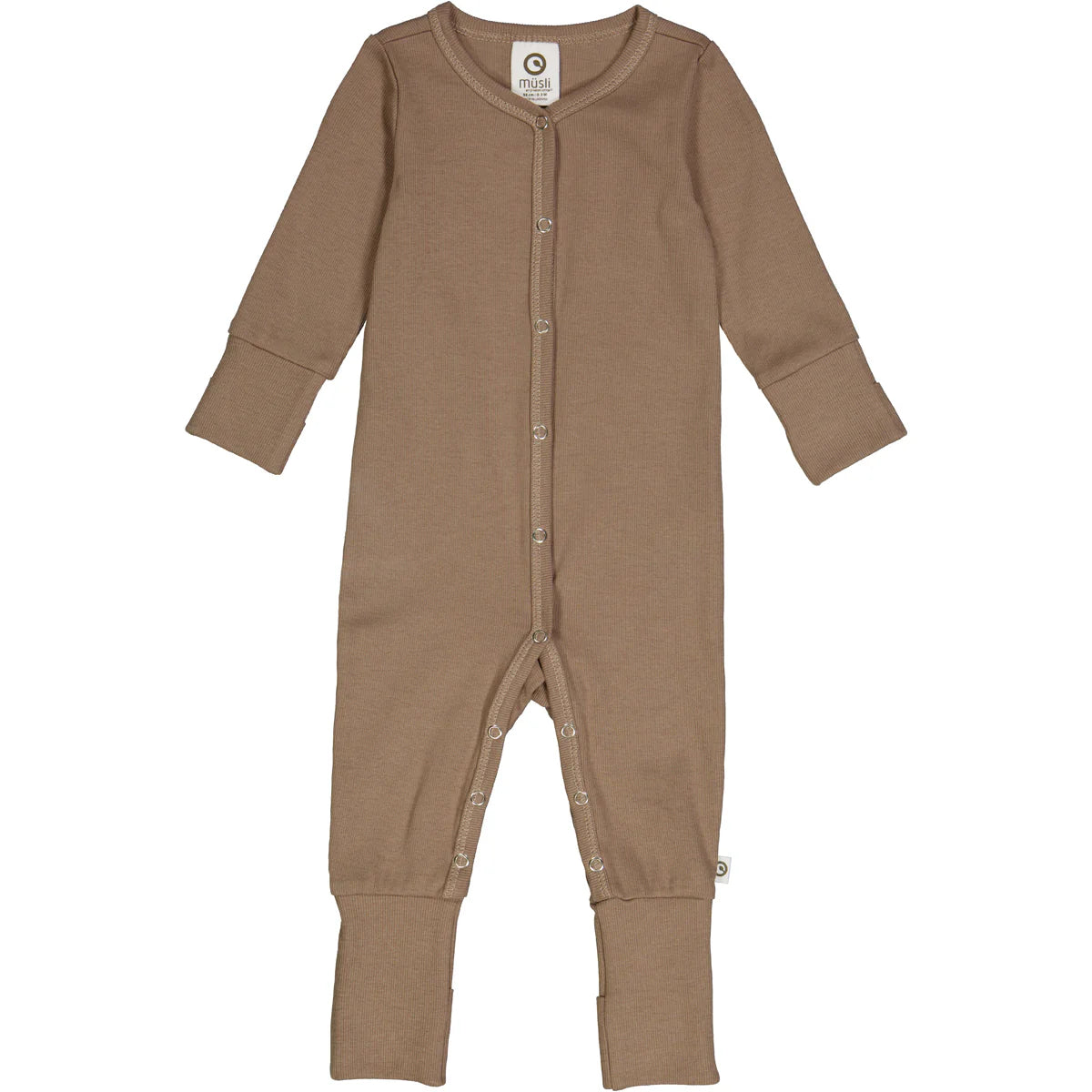 RIB bodysuit with feet - Walnut