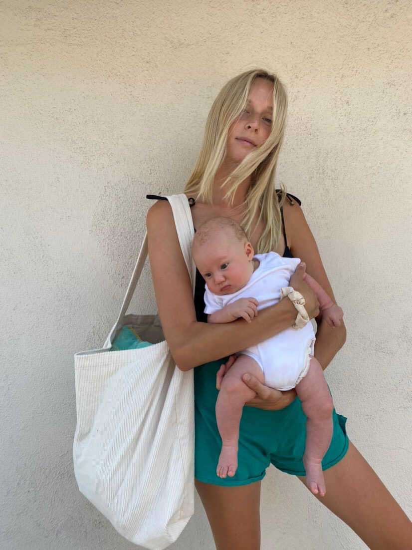 Old white rib mom-bag