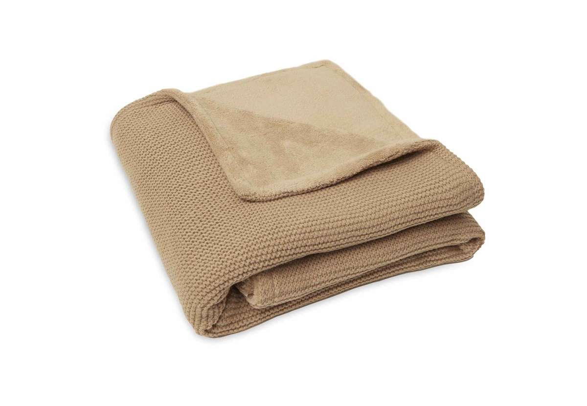 Deken 100x150cm Basic Knit - Biscuit/Fleece