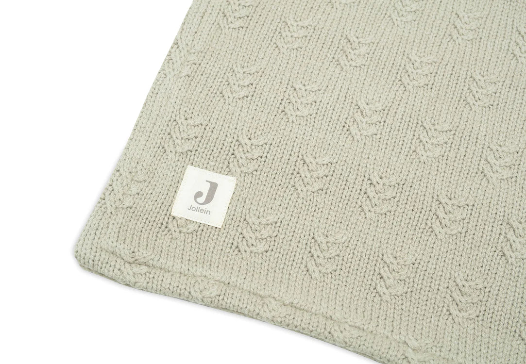 Jollein - Deken Wieg 75x100cm Grain Knit - Olive Green/Velvet