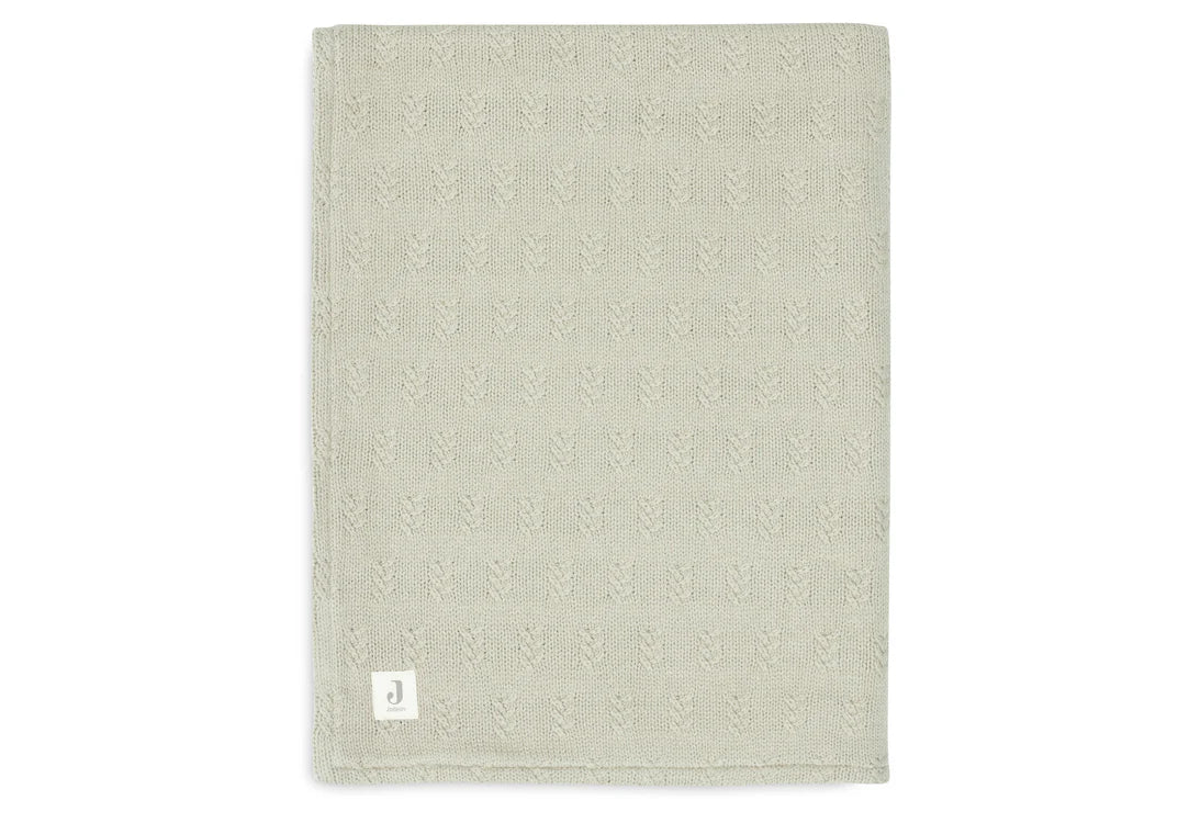 Jollein - Deken Wieg 75x100cm Grain Knit - Olive Green/Velvet