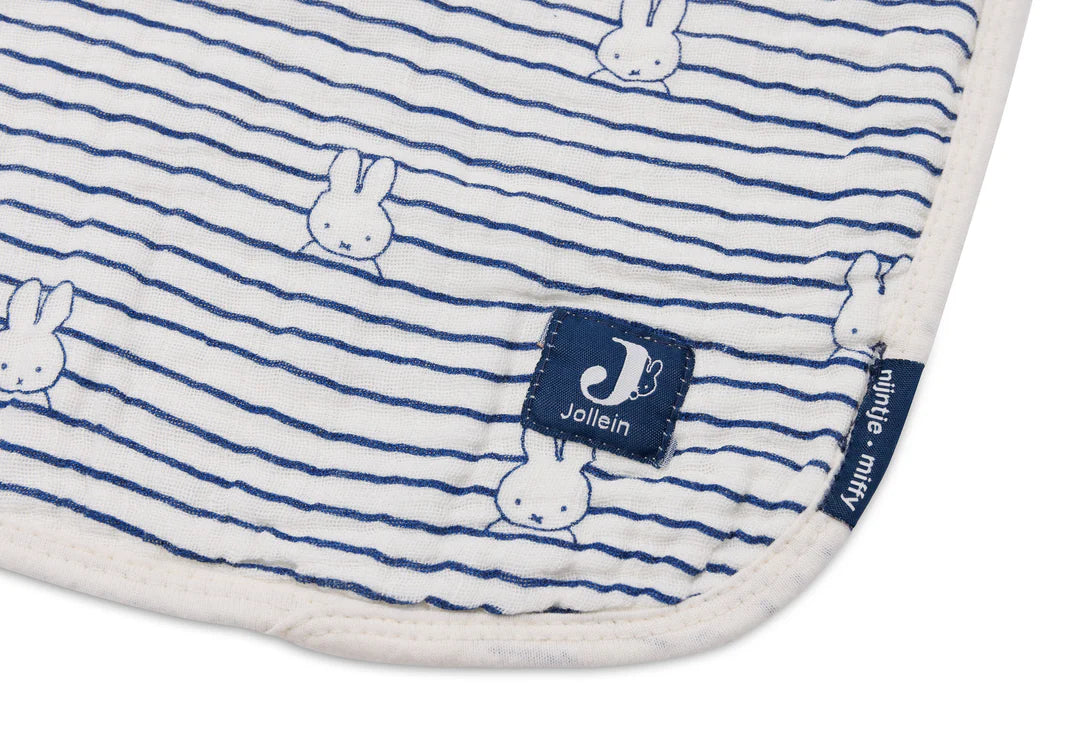 Deken Wieg Hydrofiel 75x100cm Miffy Stripe - Navy