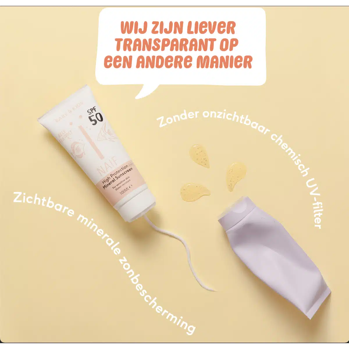 Zonnebrand Crème 0% parfum voor Baby & Kids Factor 50 100ML