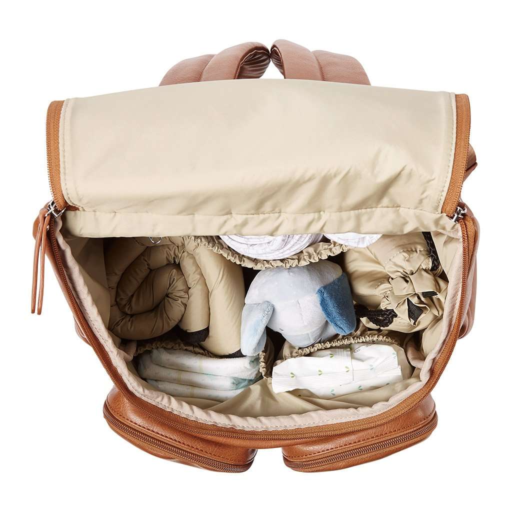 Tan Faux Leather Nappy Backpack