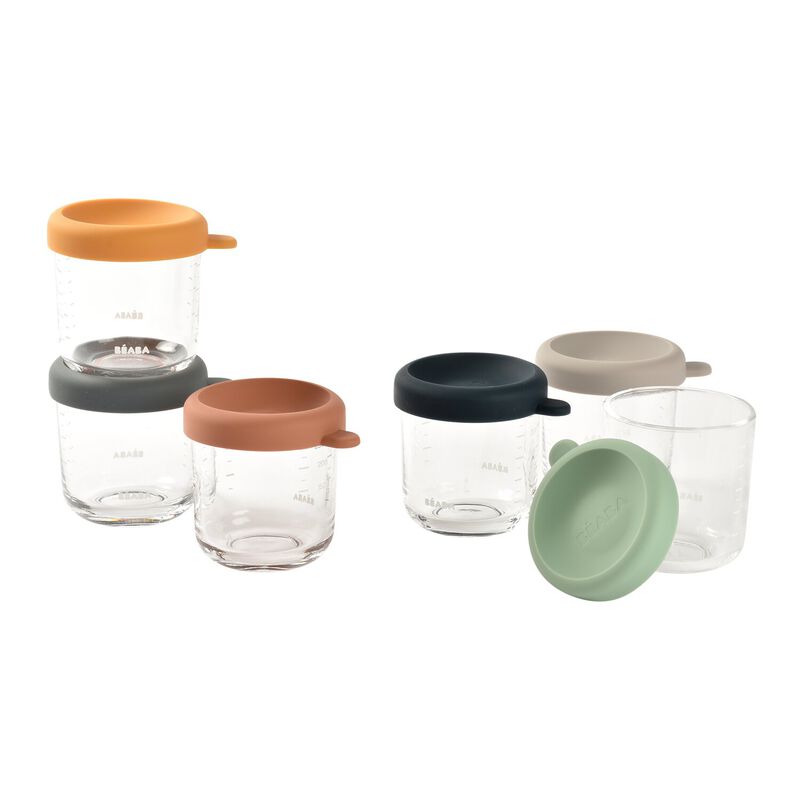 Béaba - Set van 6 glazen portiepotten 250ml
