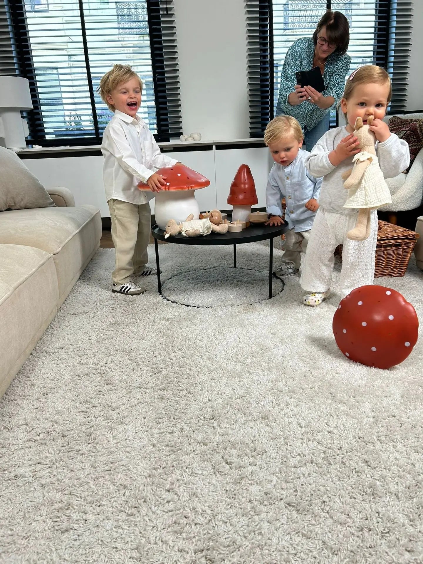 LAMP SMALL MUSHROOM RED BRICK