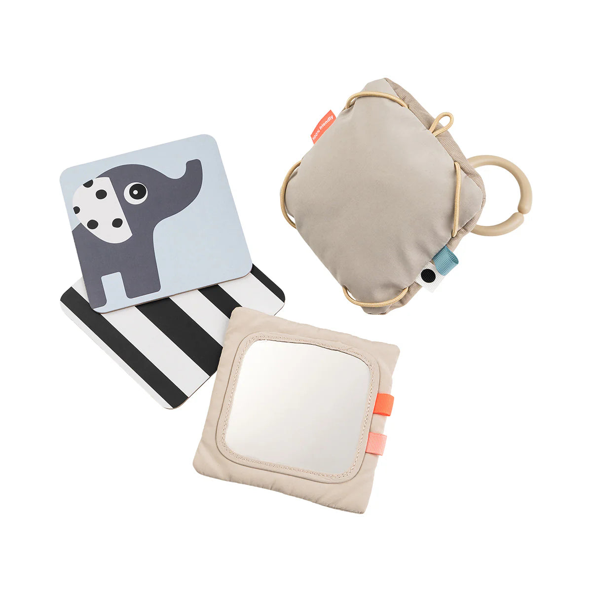 baby contrast card holder - deer friends - sand