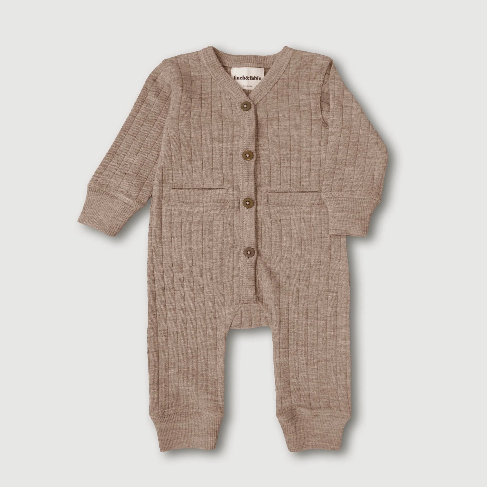Wool Rib Playsuit - Sand LAATSTE 12-18m