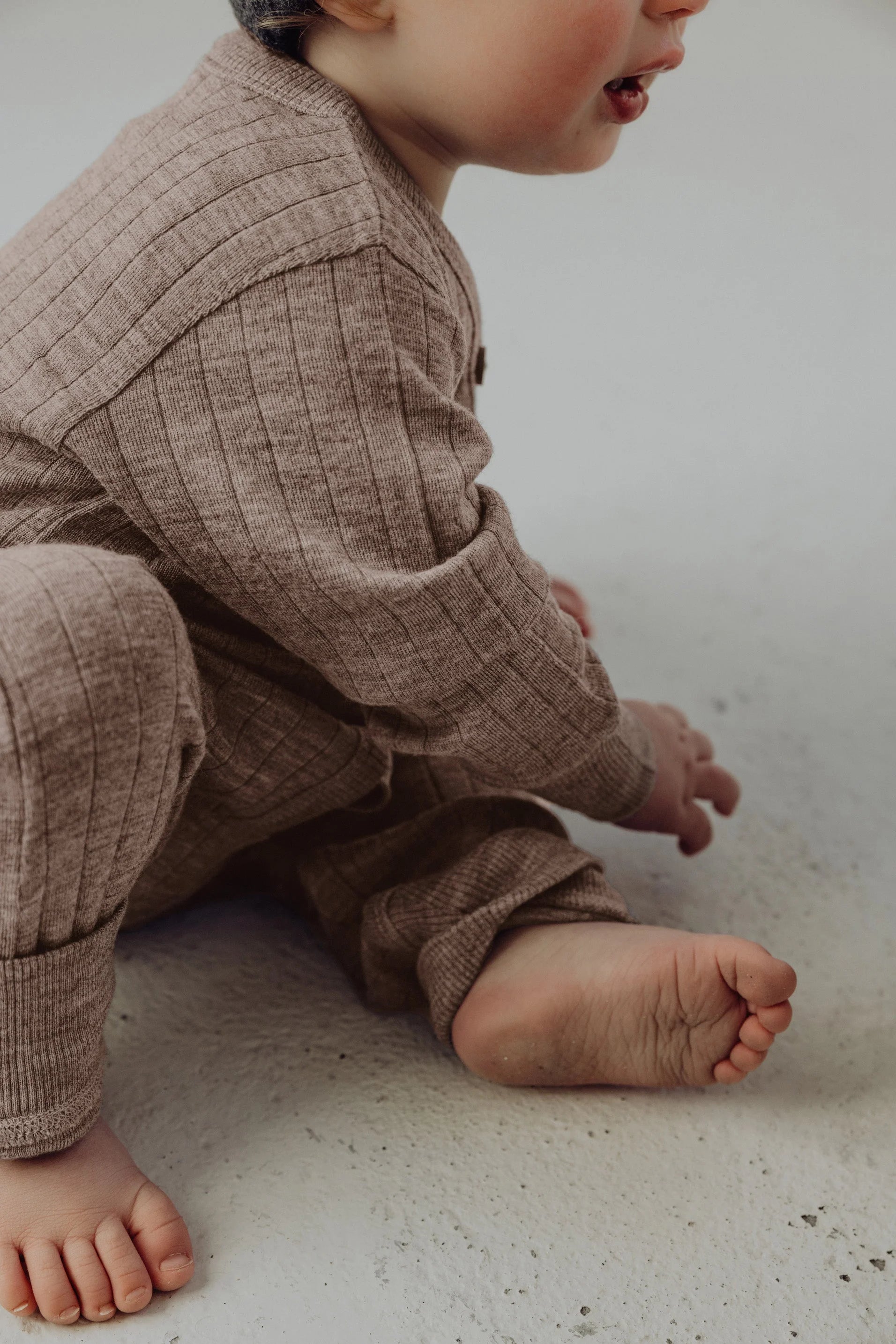 Wool Rib Playsuit - Sand LAATSTE 12-18m