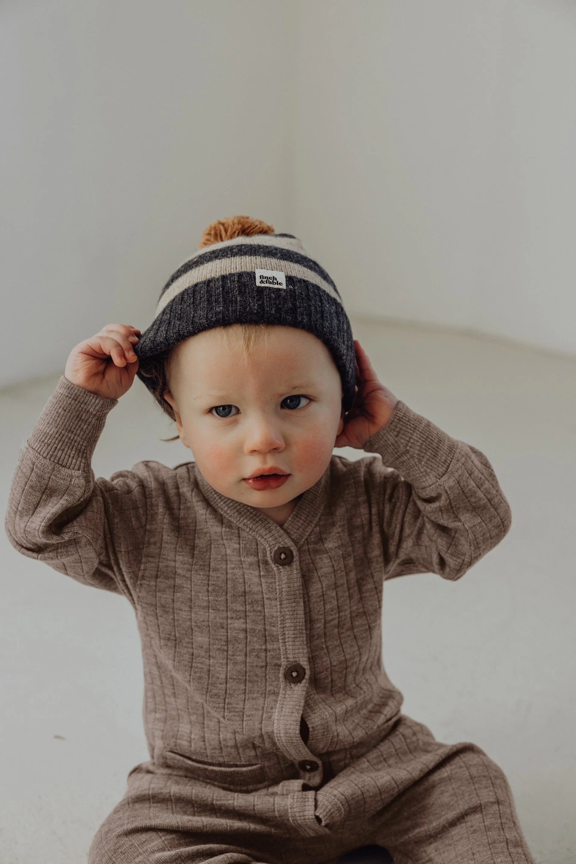 Wool Rib Playsuit - Sand LAATSTE 12-18m