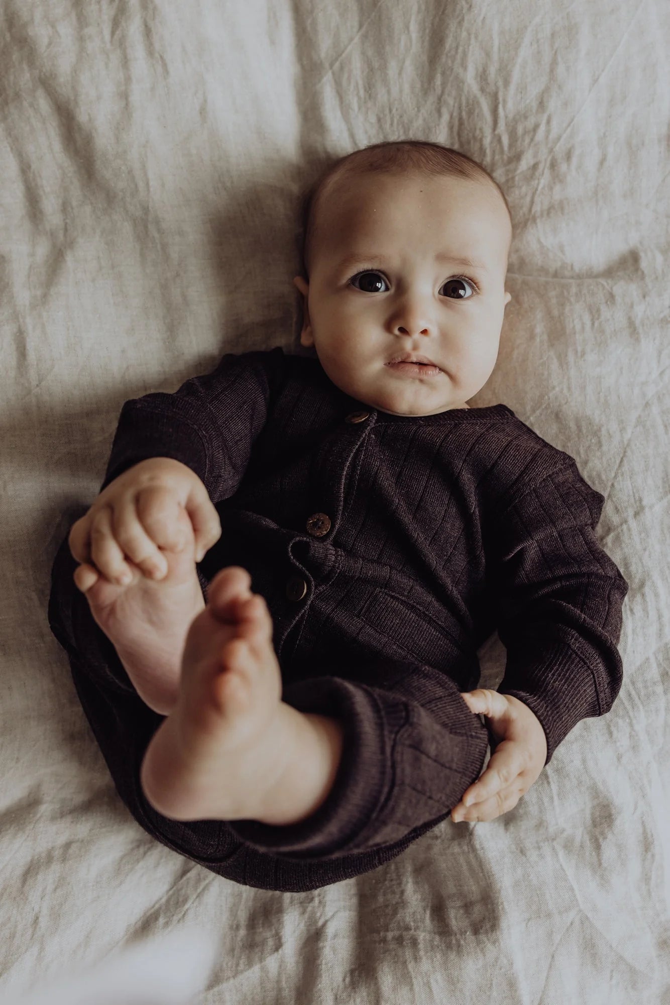 Wool Rib Playsuit - Storm LAATSTE 12-18m