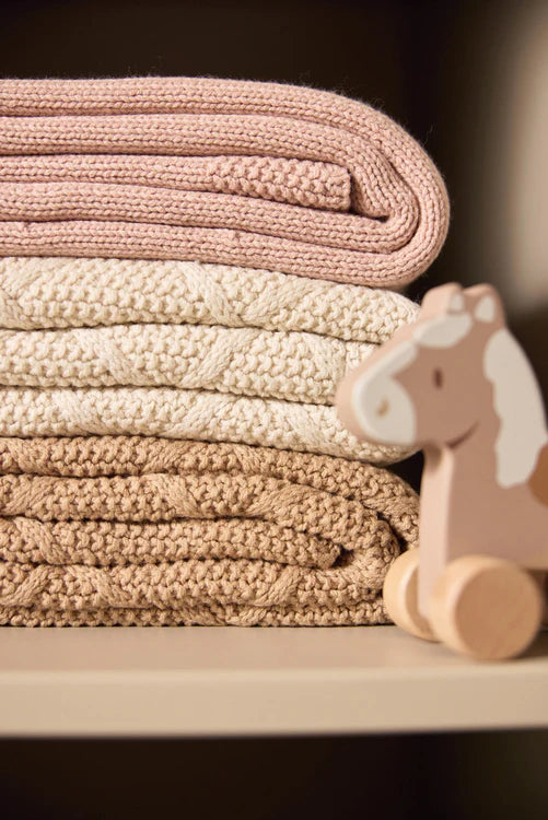 Jollein - Deken Wieg 75x100cm Cosy Knit - Wild Rose/Velvet