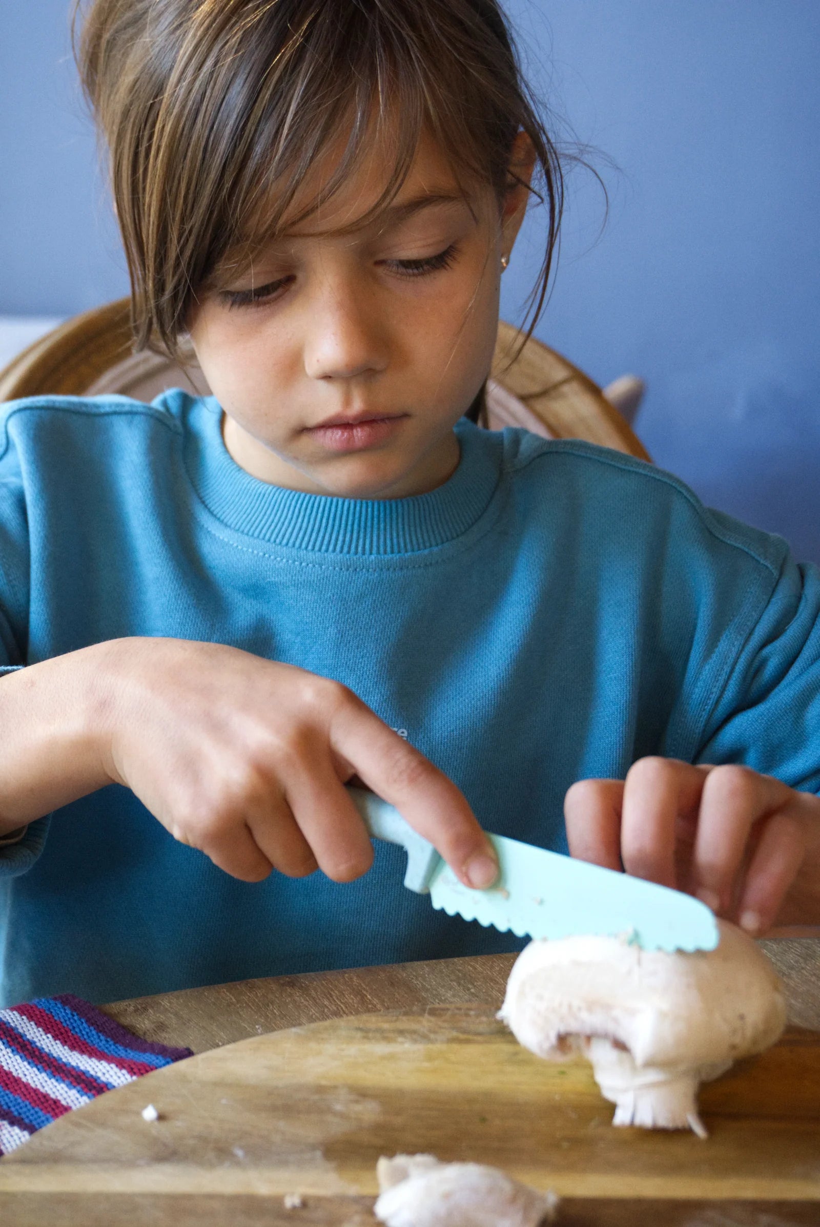 KLYV Classic Kinderkeukenmes – Aqua 💧🔪