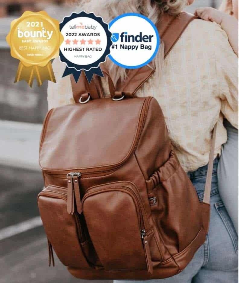 Tan Faux Leather Nappy Backpack