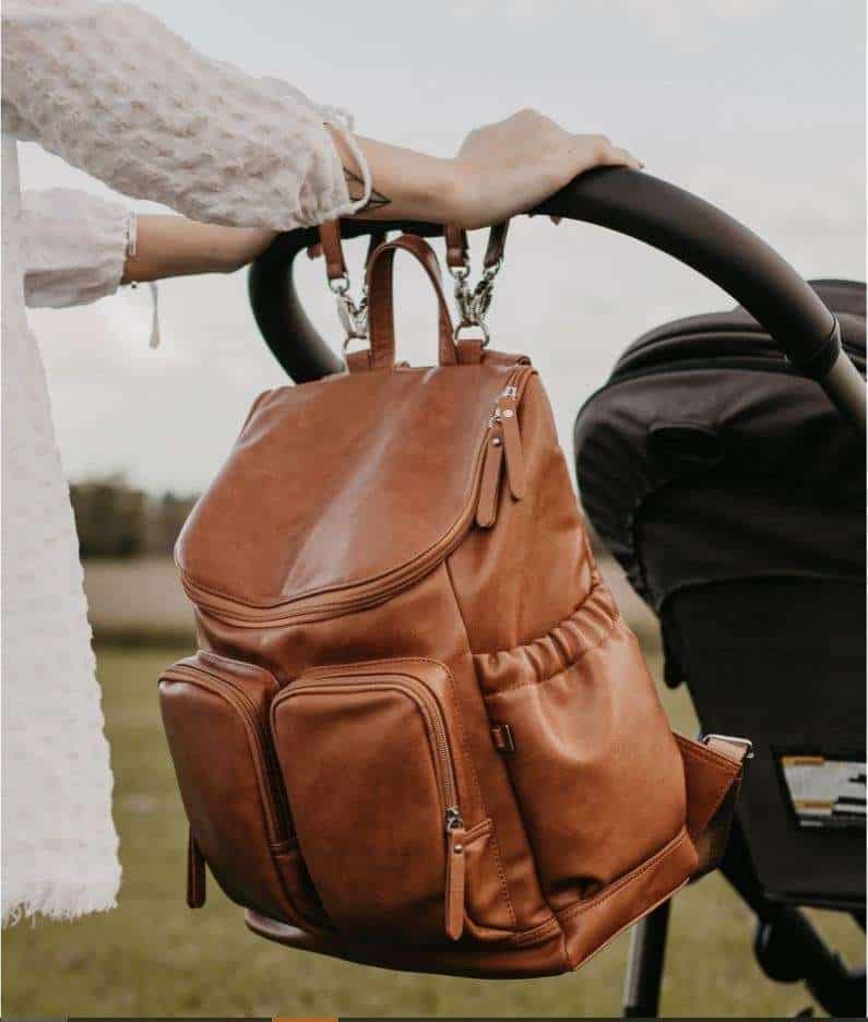Tan Faux Leather Nappy Backpack
