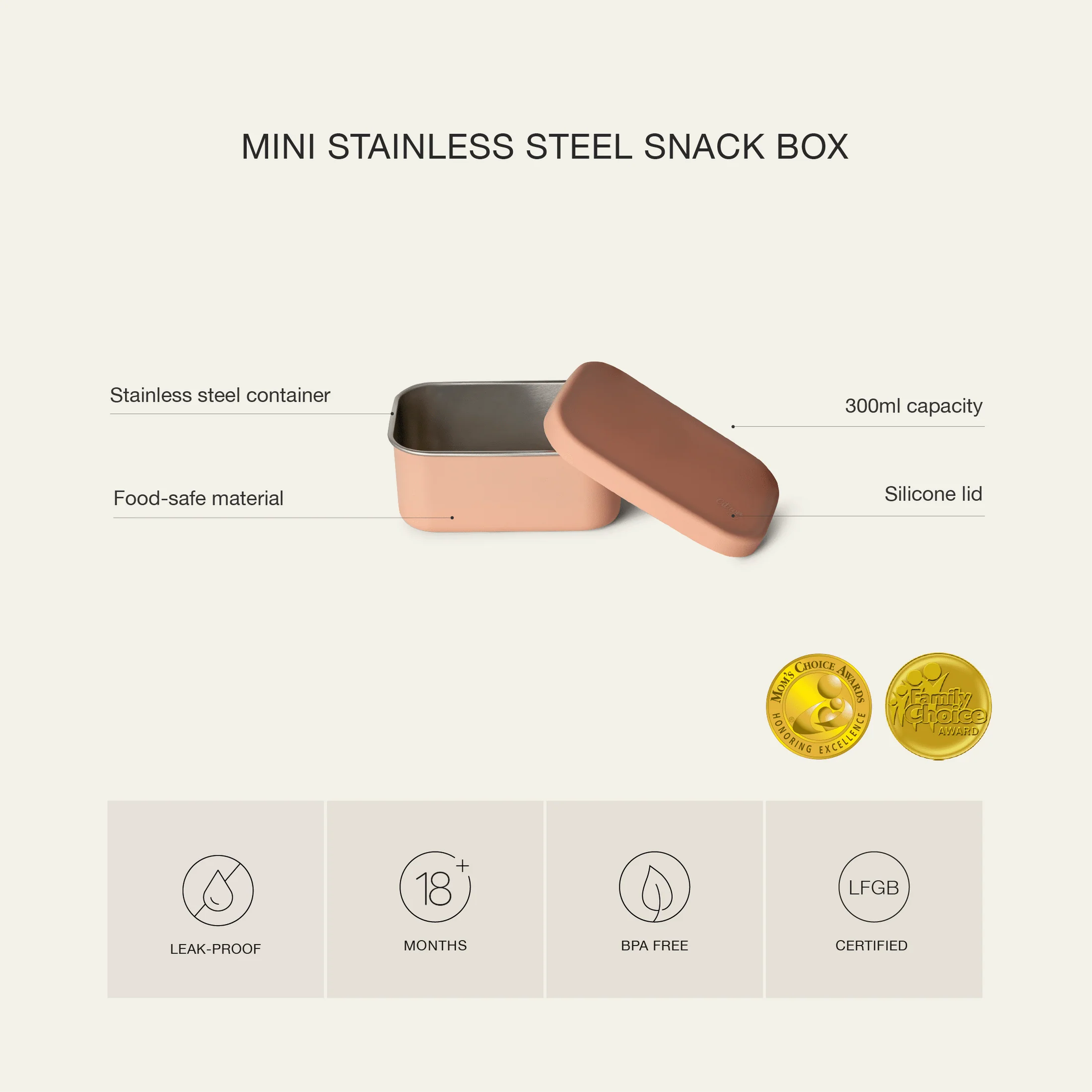 Mini Stainless Steel snack box - Blush