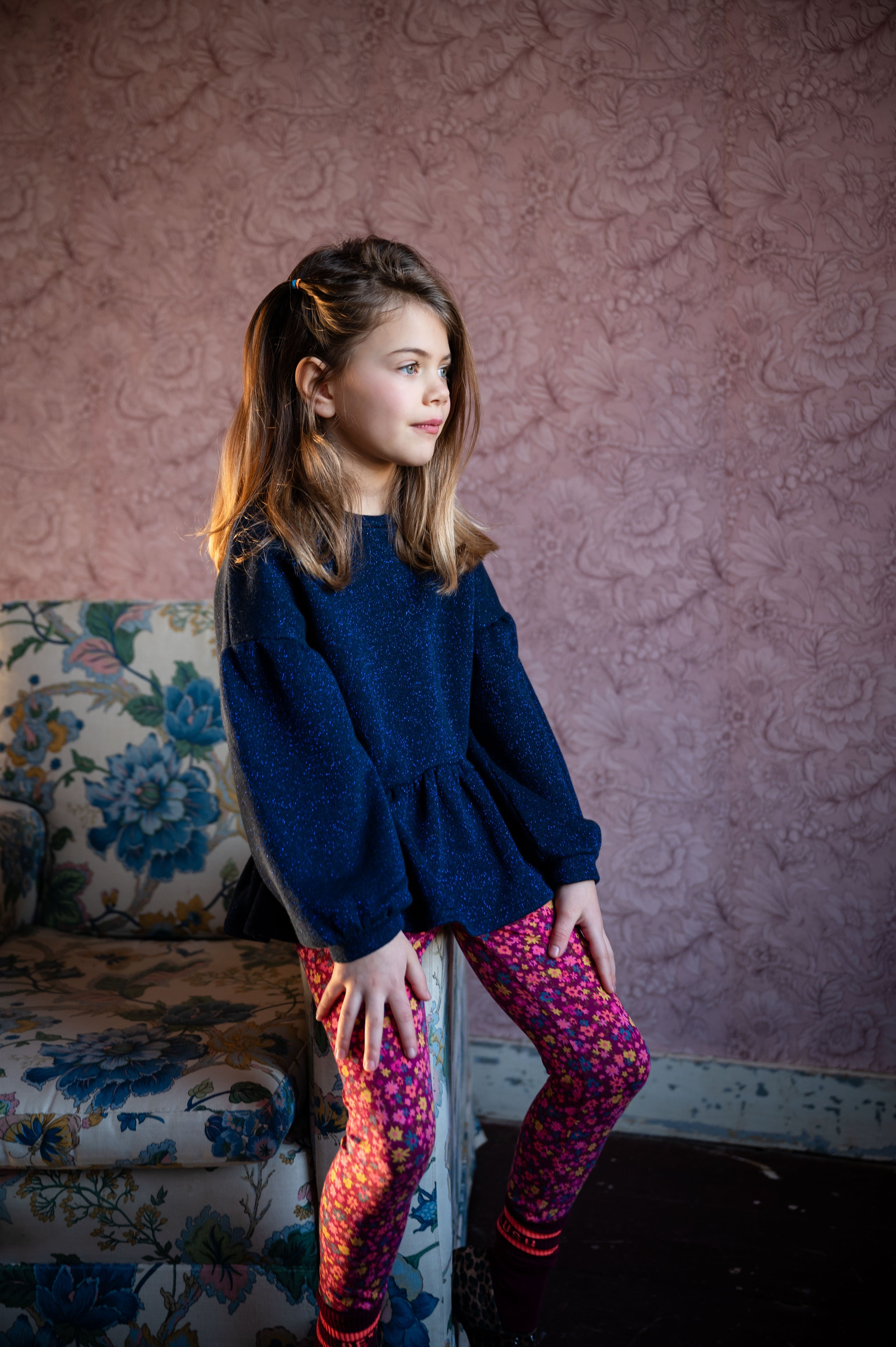 Ruffle Sweater - Blue Lurex