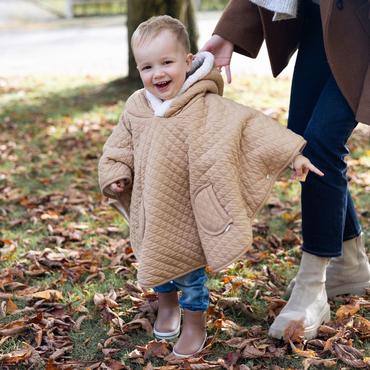 REISPONCHO 9-36m beige pady quilted + teddy