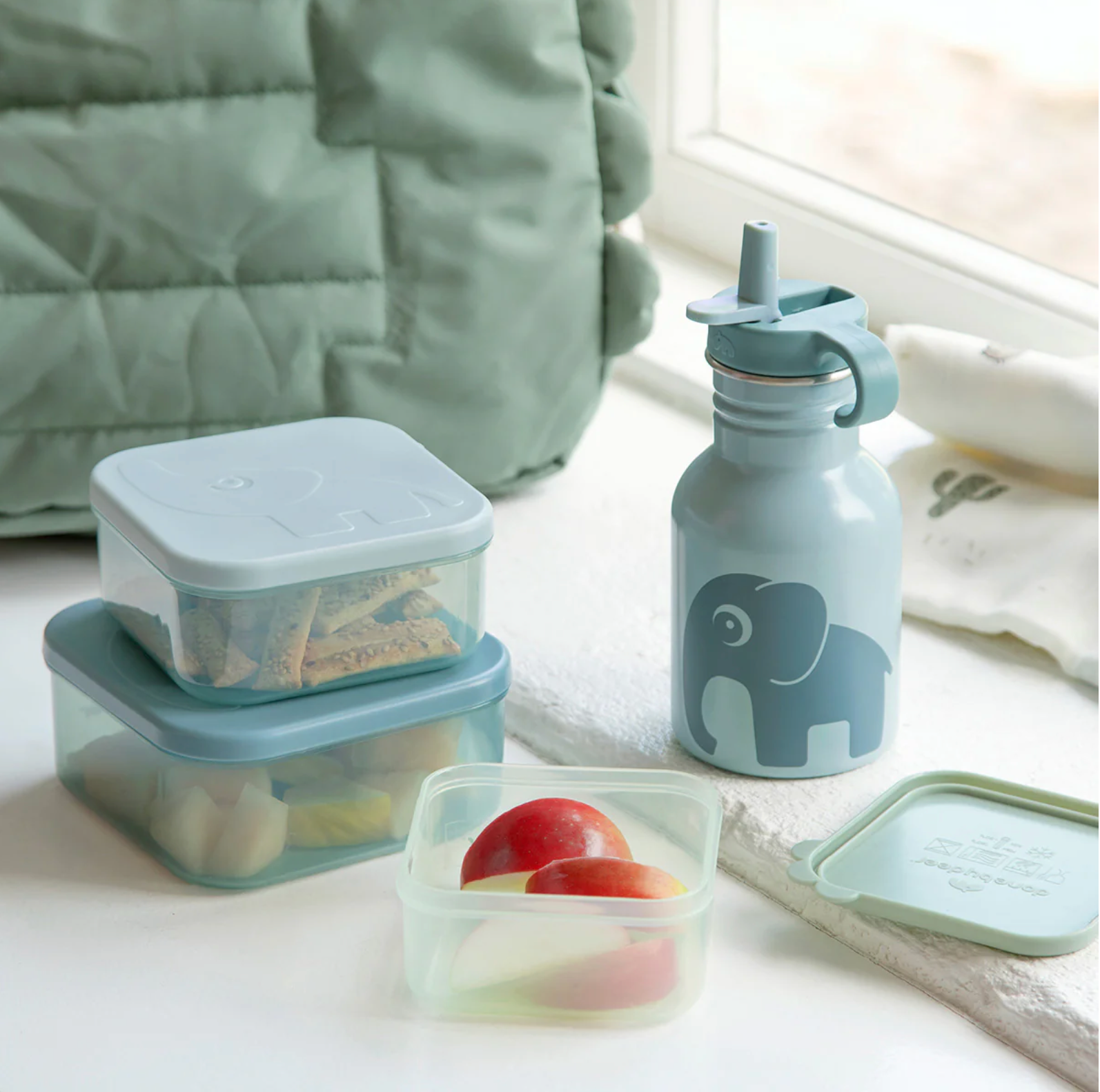 snack box set 3 pcs - deer friends - blue