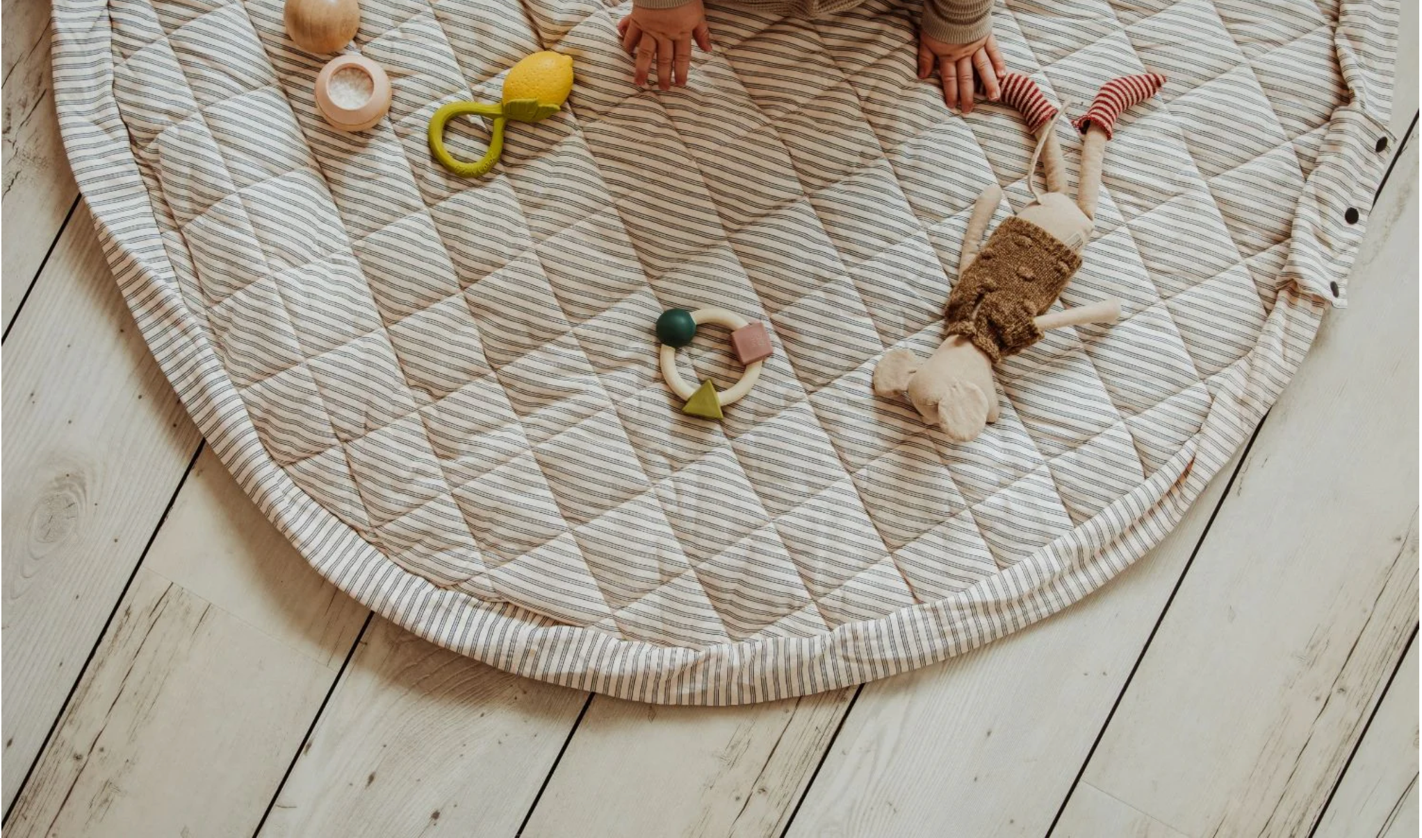 Stripes Blue Organic Cotton Babymat - Opbergzak