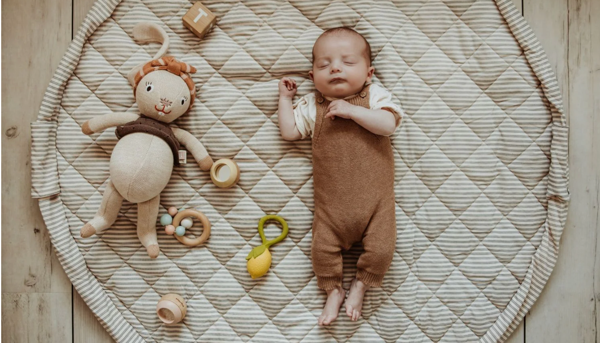 Stripes Blue Organic Cotton Babymat - Opbergzak