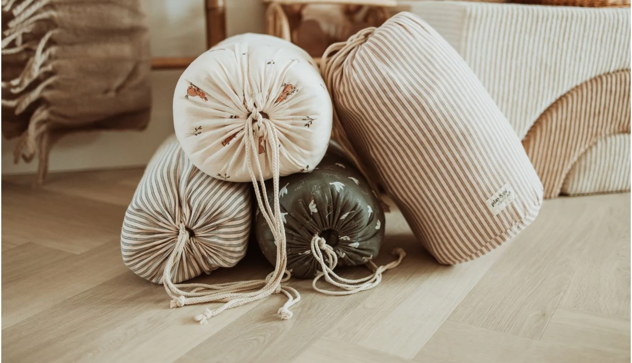 Stripes Blue Organic Cotton Babymat - Opbergzak