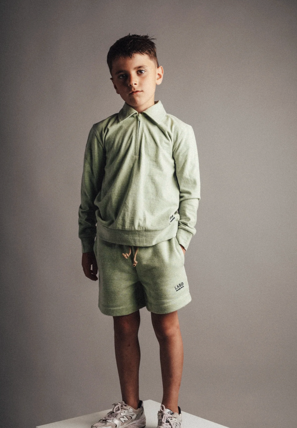Labo - Lennon pants short - green menth melange