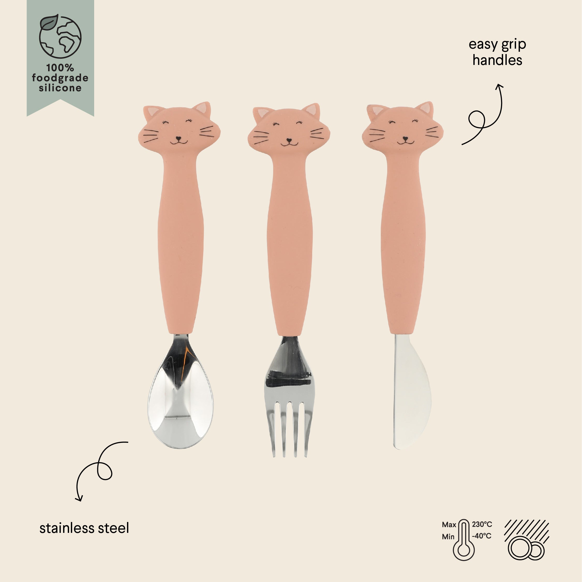 Siliconen bestekset 3-pack - Mrs. Cat