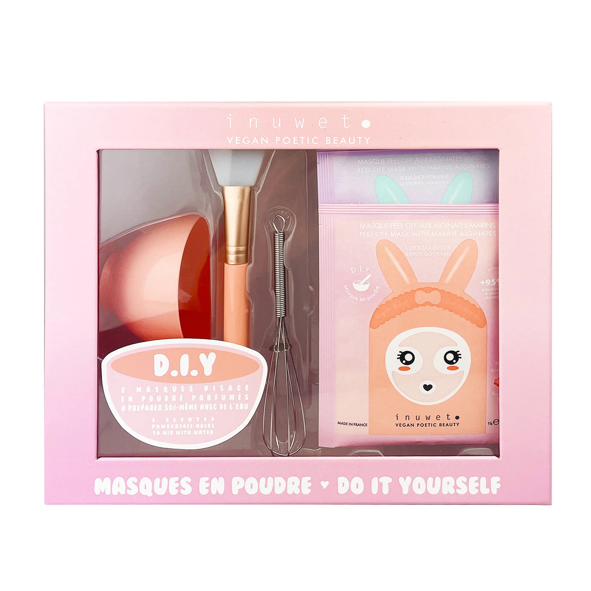 DIY-box met geparfumeerde peel-off maskers in poedervorm