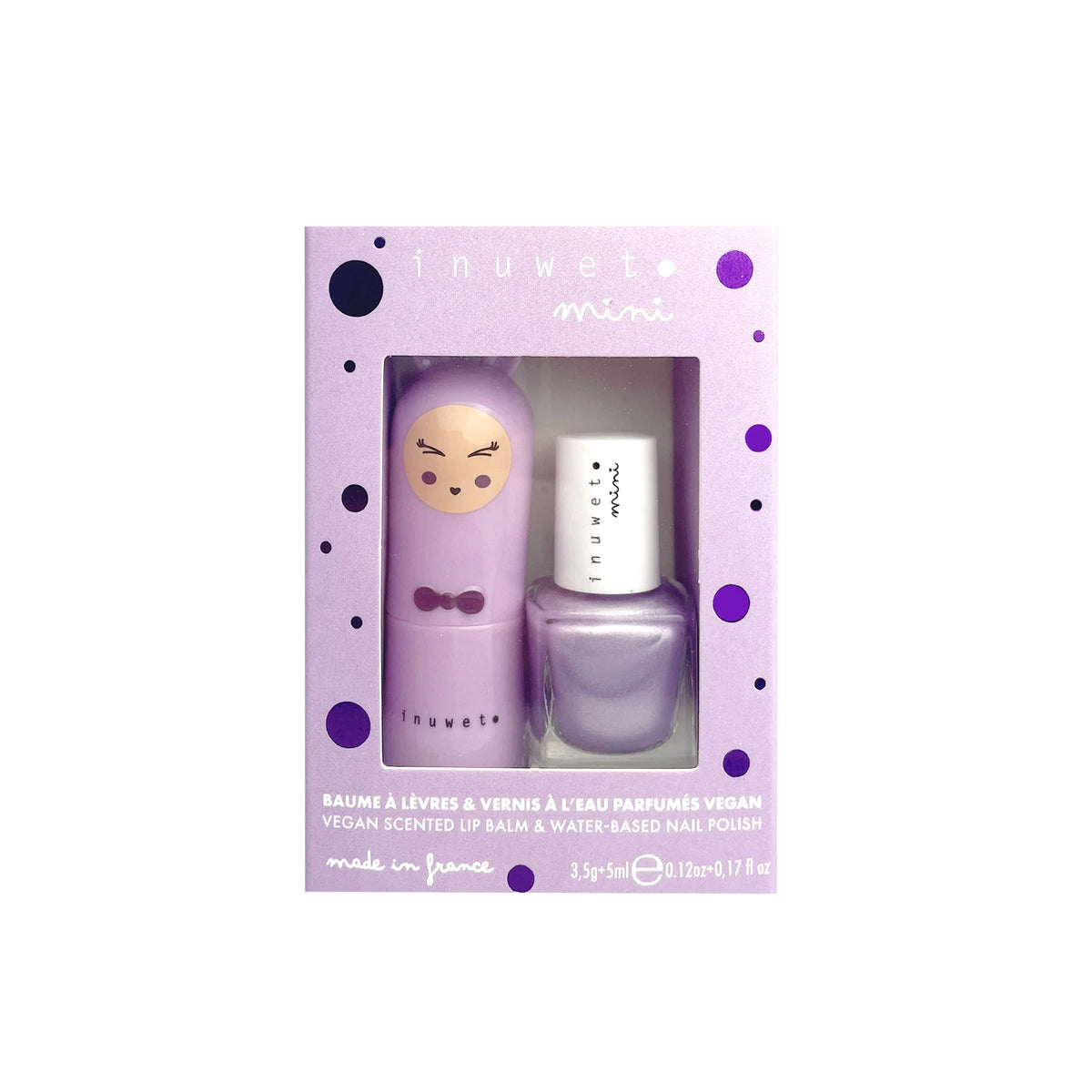 Duo lippenbalsem en nagellak op waterbasis – Marshmallow en bosbes