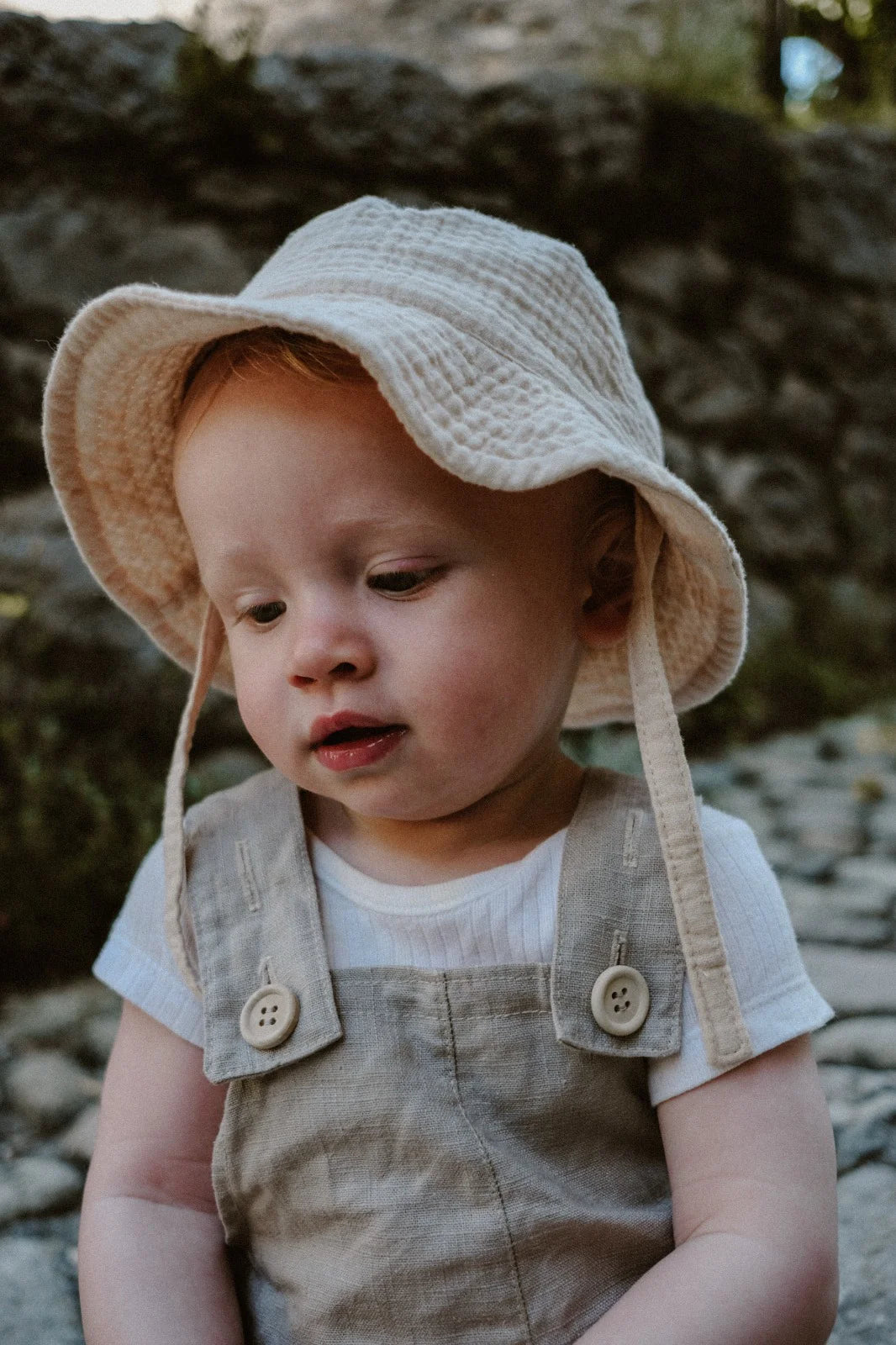 The Sam - Beige Linen Dungarees