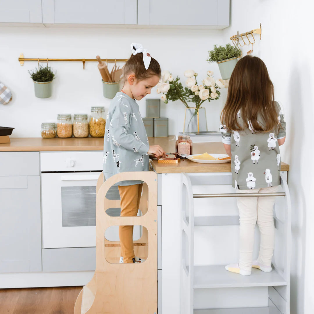 Verstelbare leertoren STEP UP - naturel hout