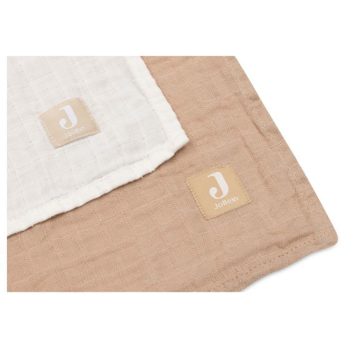 Jollein - Hydrofiele doeken 115 x 115 cm - 2 stuks- Biscuit/ Ivory