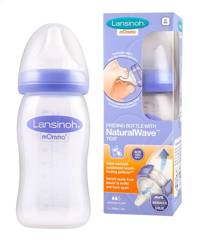 Lansinoh zuigfles met natural wave speen (240ml)