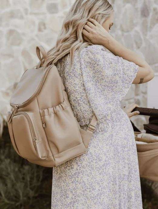 Oat Faux Leather Nappy Backpack