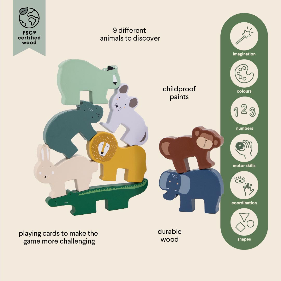 Houten dieren stapelspel