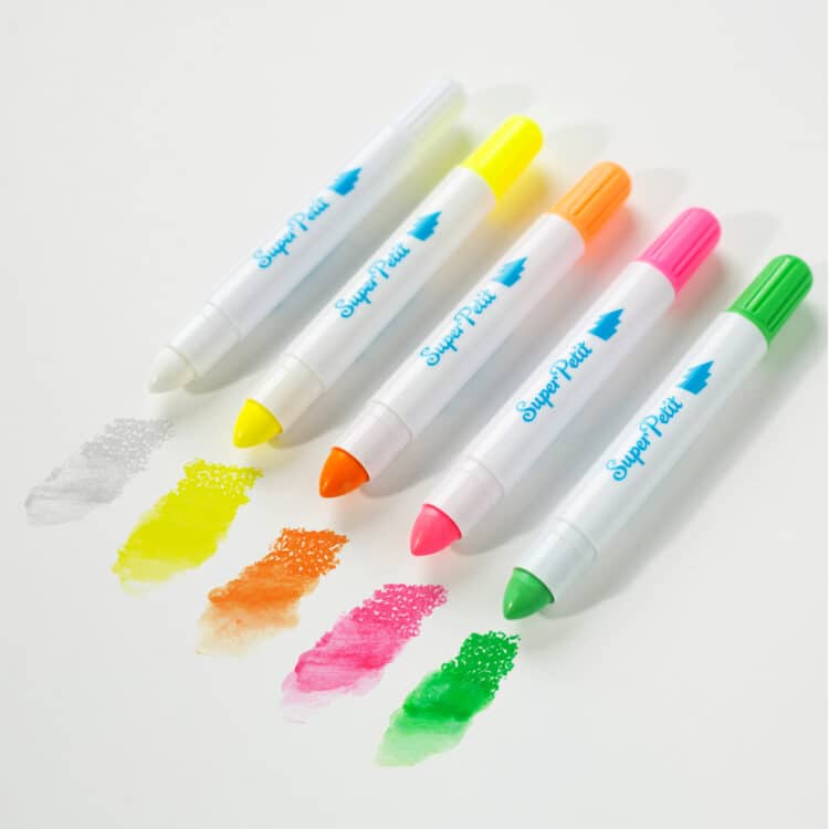 5 FLUORESCERENDE WASKRIJTJES raam - bad - papier