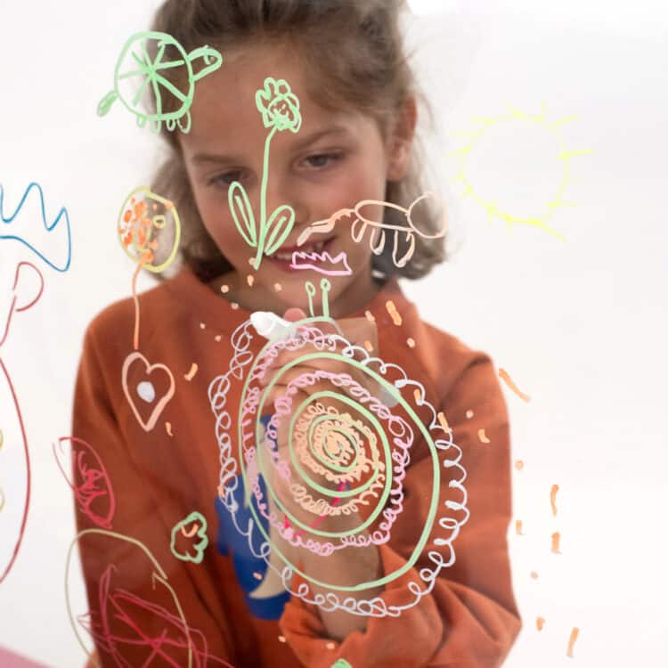 5 FLUORESCERENDE WASKRIJTJES raam - bad - papier