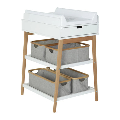 Luiertafel - Hip met Lade - Wit-Naturel