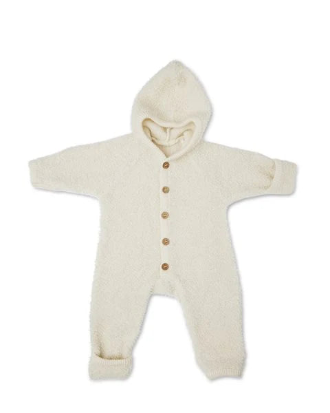 Wollen jumpsuit met knopen - Bouclé - wit LAATSTE STUKS! 48/50