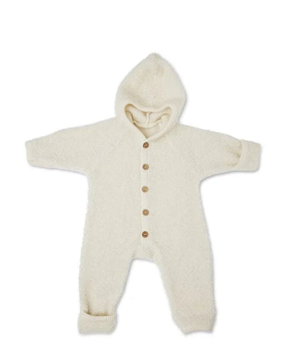 Wollen jumpsuit met knopen - Bouclé - wit LAATSTE STUKS! 48/50