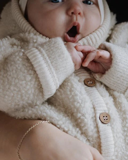Wollen jumpsuit met knopen - Bouclé - wit LAATSTE STUKS! 48/50